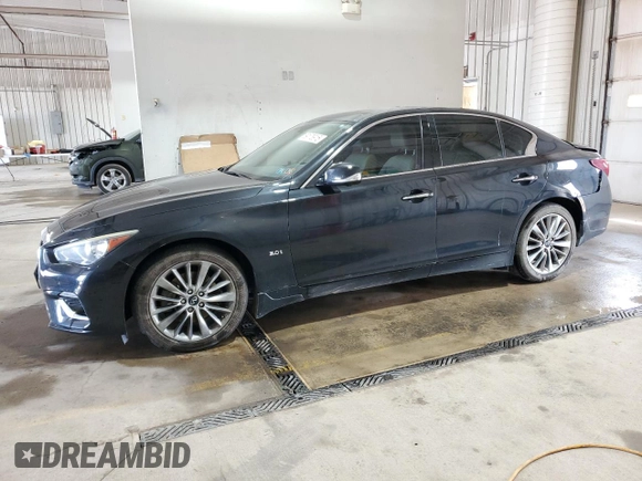 2020 Infiniti Q50 Luxe with VIN JN1EV7AR4LM254744, listed as a Copart auction lot 59178915 with 57,746 mi miles and Salvage title. Bid and sale history available at DreamBid. Image 1.