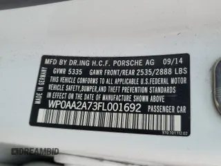 2015 Porsche Panamera 4 z VIN WP0AA2A73FL001692, wystawiony jako Copart lot #51846225 z przebiegiem Nie podano mil oraz Szkoda całkowita • Salvage title. Historia ofert i sprzedaży dostępna na DreamBid. Obrazek 12.
