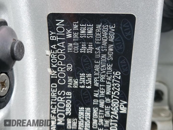 2013 Kia Soul + with VIN KNDJT2A68D7523726, listed as a Copart auction lot 45855455 with 123,440 mi miles and Salvage Title. Bid and sale history available at carsss.com. Image 12.