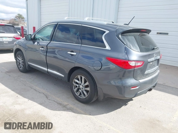 2013 Infiniti JX35 z VIN 5N1AL0MM2DC348245, wystawiony jako IAAI lot #41985096 z przebiegiem 130 127 mil mil oraz . Historia ofert i sprzedaży dostępna na DreamBid. Obrazek 3.