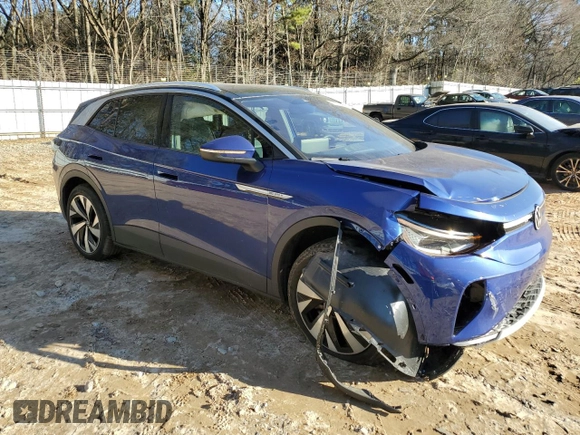2021 Volkswagen ID.4 Pro S z VIN WVGUNPE2XMP066456, wystawiony jako Copart lot #43971075 z przebiegiem 16 729 mil mil oraz Szkoda całkowita • Salvage title. Historia ofert i sprzedaży dostępna na DreamBid. Obrazek 4.