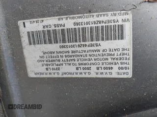 2001 Saab 9-5 SE z VIN YS3EF48Z613013360, wystawiony jako IAAI lot #41801183 z przebiegiem 187 000 mil mil oraz . Historia ofert i sprzedaży dostępna na DreamBid. Obrazek 9.