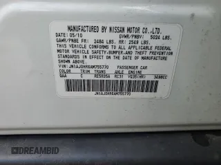2010 Infiniti EX Journey z VIN JN1AJ0HR6AM755770, wystawiony jako Copart lot #83471564 z przebiegiem 154 298 mil mil oraz Szkody całkowita. Historia ofert i sprzedaży dostępna na DreamBid. Obrazek 12.