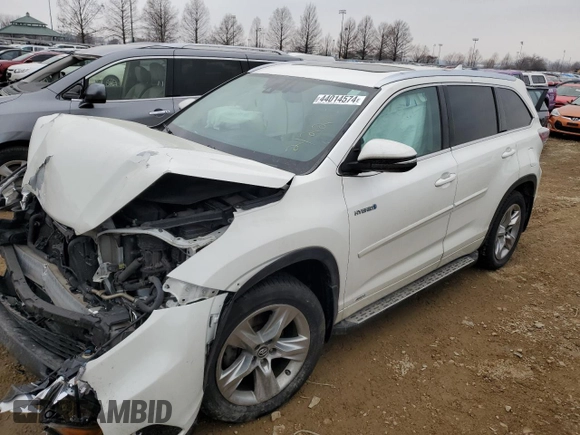 2016 Toyota Highlander Hybrid Limited with VIN 5TDDCRFH5GS017328, listed as a Copart auction lot 44014574 with 0 mi miles. Bid and sale history available at carsss.com. Image 1.