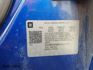 2018 Chevrolet Cruze LT with VIN 1G1BE5SM5J7241707, listed as a Copart auction lot 53727095 with 100,721 mi miles and Salvage Title. Bid and sale history available at carsss.com. Image 13.