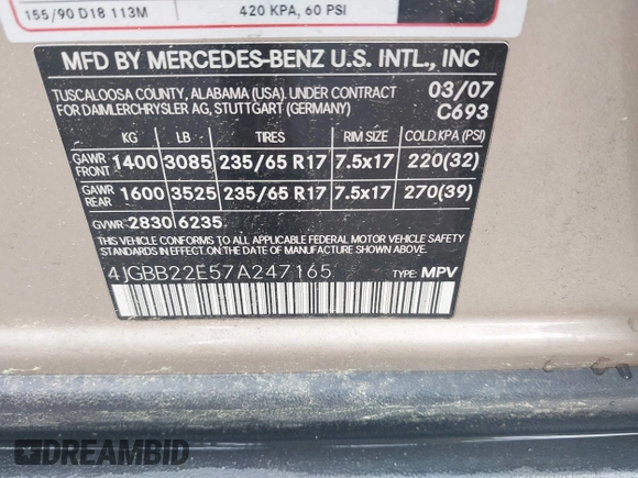 2007 Mercedes-Benz M 320 CDI z VIN 4JGBB22E57A247165, wystawiony jako IAAI lot #42526731 z przebiegiem 237 738 mil mil oraz . Historia ofert i sprzedaży dostępna na DreamBid. Obrazek 9.