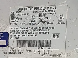 2004 Ford Ranger XL with VIN 1FTYR14U04PA07393, listed as a IAAI auction lot 42133788 with 135,212 mi miles. Bid and sale history available at carsss.com. Image 9.