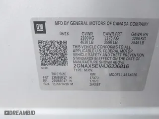 2018 Chevrolet Equinox LT with VIN 2GNAXSEV4J6336816, listed as a IAAI auction lot 41859776 with 112,239 mi miles. Bid and sale history available at carsss.com. Image 9.