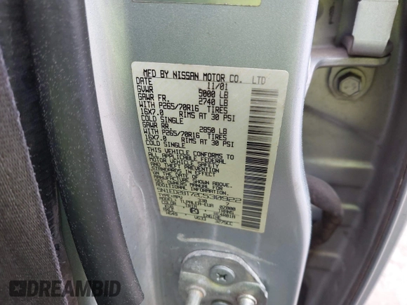 2002 Nissan Xterra XE z VIN 5N1ED28T72C530922, wystawiony jako IAAI lot #41912512 z przebiegiem 227 930 mil mil oraz . Historia ofert i sprzedaży dostępna na DreamBid. Obrazek 9.