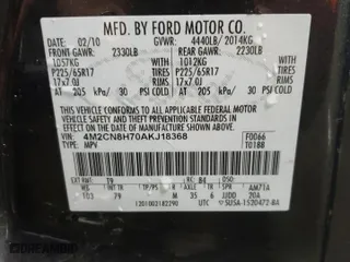 2010 Mercury Mariner Premier with VIN 4M2CN8H70AKJ18368, listed as a Copart auction lot 85695854 with 183,194 mi miles and Non Repairable. Bid and sale history available at carsss.com. Image 13.