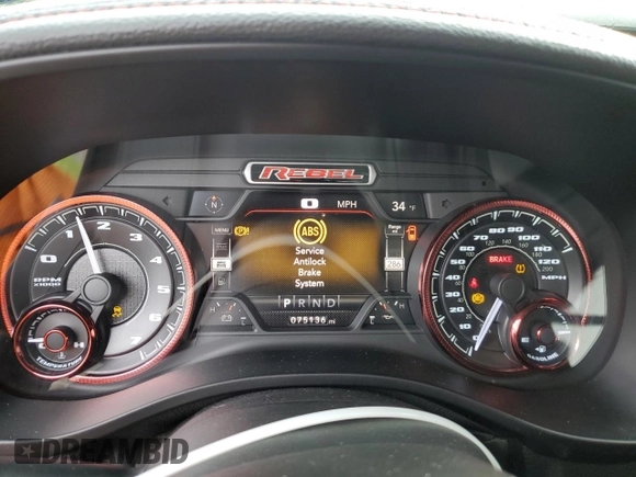 2019 Ram 1500 Rebel z VIN 1C6SRFLT1KN915220, wystawiony jako Copart lot #87608625 z przebiegiem 75 136 mil mil oraz Szkoda całkowita • Salvage title. Historia ofert i sprzedaży dostępna na DreamBid. Obrazek 9.
