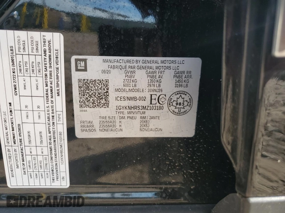 2021 Cadillac XT5 AWD Sport with VIN 1GYKNHRS3MZ103180, listed as a Copart auction lot 77166714 with 17,659 mi miles and Salvage title. Bid and sale history available at DreamBid. Image 13.