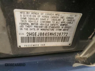 1998 Honda Civic EX with VIN 2HGEJ8645WH526772, listed as a Copart auction lot 74694624 with 195,038 mi miles and Salvage Title. Bid and sale history available at carsss.com. Image 12.