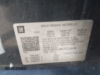 2019 GMC Sierra 1500 Denali z VIN 1GTU9FEL8KZ173809, wystawiony jako IAAI lot #42363300 z przebiegiem 75 425 mil mil oraz . Historia ofert i sprzedaży dostępna na DreamBid. Obrazek 9.