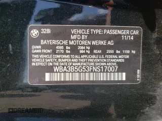 2015 BMW 3 Series 328i xDrive с VIN WBA3B5G53FNS17007, выставлен на аукционе Copart как лот 61973085 с пробегом 118 195 миль миль и Списание • Salvage title. История ставок и продаж доступна на DreamBid. Изображение 12.
