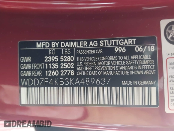 2019 Mercedes-Benz E 300 z VIN WDDZF4KB3KA489637, wystawiony jako IAAI lot #42053019 z przebiegiem 106 779 mil mil oraz . Historia ofert i sprzedaży dostępna na DreamBid. Obrazek 9.