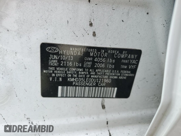 2013 Hyundai Elantra GT with VIN KMHD35LE0DU121960, listed as a Copart auction lot 71340194 with 148,280 mi miles and Salvage Title. Bid and sale history available at carsss.com. Image 12.