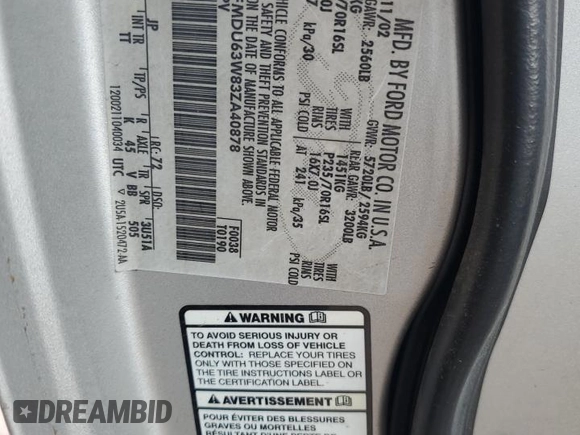2003 Ford Explorer XLT z VIN 1FMDU63W83ZA40878, wystawiony jako Copart lot #65087525 z przebiegiem 292 687 mil mil oraz Szkoda całkowita • Salvage title. Historia ofert i sprzedaży dostępna na DreamBid. Obrazek 12.