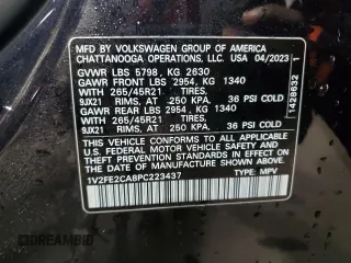 2023 Volkswagen Atlas SEL Premium R-Line с VIN 1V2FE2CA8PC223437, выставлен на аукционе Copart как лот 84417584 с пробегом 25 368 миль миль и Списание • Salvage title. История ставок и продаж доступна на DreamBid. Изображение 15.