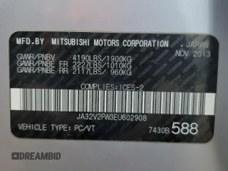 2014 Mitsubishi Lancer SE z VIN JA32V2FW3EU602908, wystawiony jako Copart lot #60148705 z przebiegiem 188 938 mil mil oraz Szkoda całkowita • Salvage title. Historia ofert i sprzedaży dostępna na DreamBid. Obrazek 12.