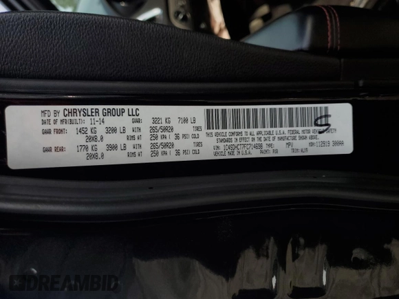 2015 Dodge Durango R/T with VIN 1C4SDHCT7FC714698, listed as a Copart auction lot 47348125 with 116,690 mi miles and Salvage Title. Bid and sale history available at DreamBid. Image 15.