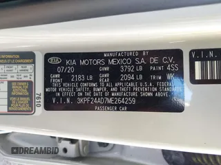 2021 Kia Forte LXS with VIN 3KPF24AD7ME264259, listed as a IAAI auction lot 41935173 with 56,376 mi miles and . Bid and sale history available at carsss.com. Image 9.