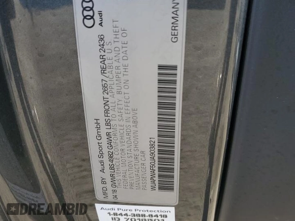 2018 Audi RS 5 z VIN WUAPWAF50JA903821, wystawiony jako Copart lot #42040965 z przebiegiem Nie podano mil oraz Szkoda całkowita • Salvage title. Historia ofert i sprzedaży dostępna na DreamBid. Obrazek 14.