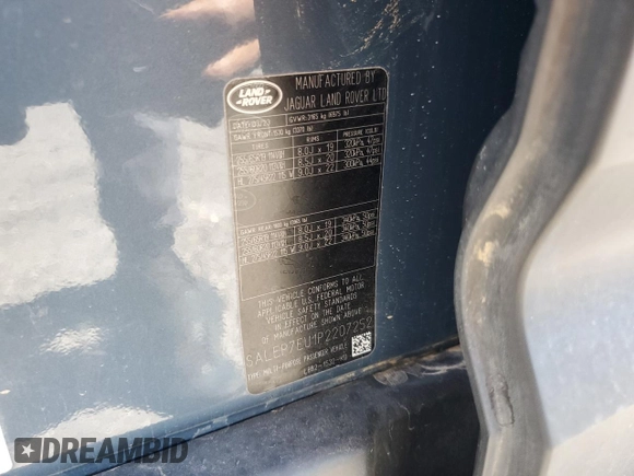 2023 Land Rover Defender SE with VIN SALEP7EU1P2207252, listed as a Copart auction lot 49336395 with 20,179 mi miles and Salvage title. Bid and sale history available at DreamBid. Image 13.