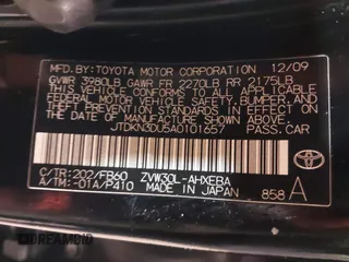 2010 Toyota Prius II with VIN JTDKN3DU5A0101657, listed as a IAAI auction lot 42038593 with 169,243 mi miles. Bid and sale history available at carsss.com. Image 9.