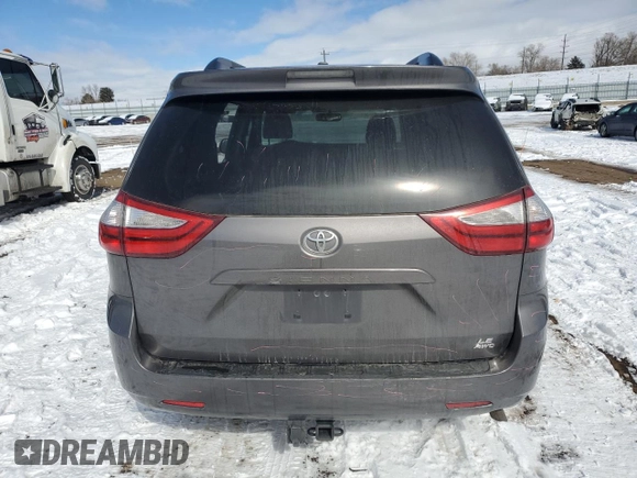 2017 Toyota Sienna LE with VIN 5TDJZ3DC3HS155344, listed as a Copart auction lot 46488255 with 0 mi miles and Salvage Title. Bid and sale history available at carsss.com. Image 6.