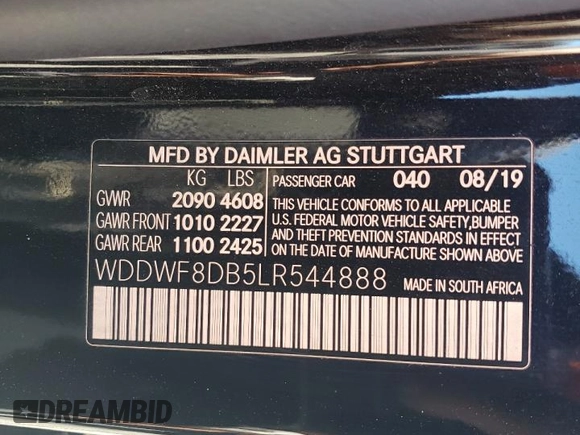 2020 Mercedes-Benz C 300 с VIN WDDWF8DB5LR544888, выставлен на аукционе Copart как лот 88527025 с пробегом 66 912 миль миль и Списание • Salvage title. История ставок и продаж доступна на DreamBid. Изображение 14.