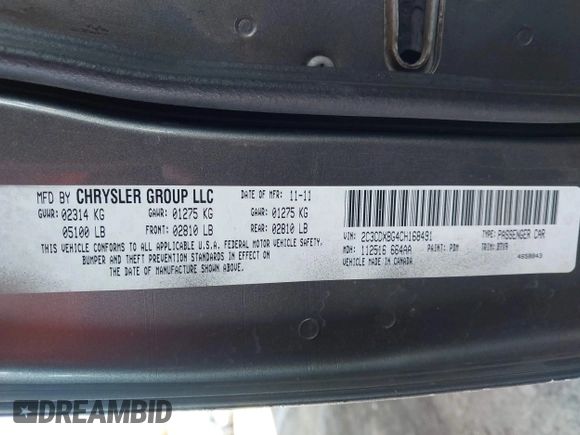 2012 Dodge Charger SE with VIN 2C3CDXBG4CH168491, listed as a IAAI auction lot 41982492 with 191,698 mi miles and . Bid and sale history available at DreamBid. Image 9.
