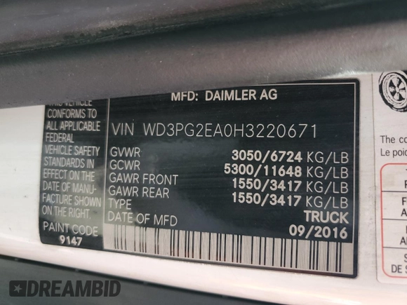 2017 Mercedes-Benz Metris Cargo Cargo with VIN WD3PG2EA0H3220671, listed as a Copart auction lot 69859284 with 129,293 mi miles and Salvage Title. Bid and sale history available at DreamBid. Image 12.