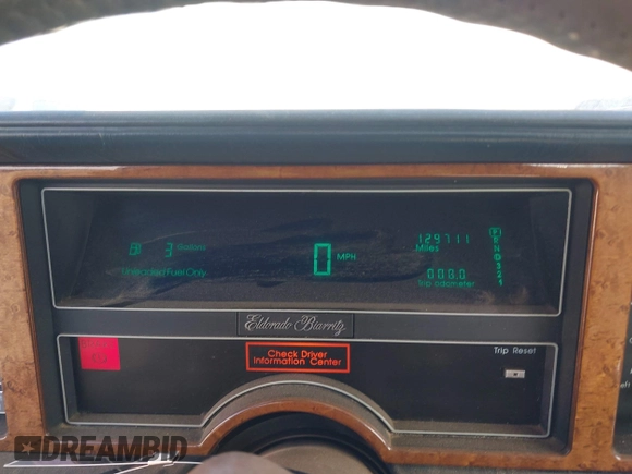 1989 Cadillac Eldorado with VIN 1G6EL1150KU621587, listed as a IAAI auction lot 42103841 with 129,711 mi miles and . Bid and sale history available at DreamBid. Image 7.