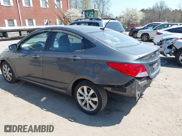 2012 Hyundai Accent GLS with VIN KMHCU4AE9CU167338, listed as a IAAI auction lot 42079550 with 121,889 mi miles. Bid and sale history available at carsss.com. Image 3.
