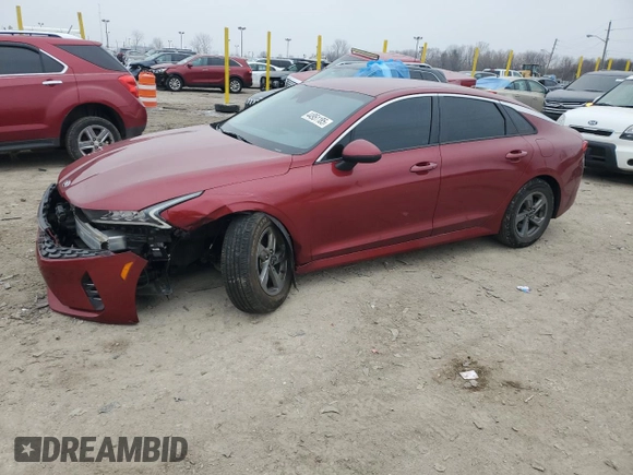 2021 Kia K5 LXS with VIN 5XXG14J27MG023296, listed as a Copart auction lot 44951185 with 74,889 mi miles and Salvage Title. Bid and sale history available at carsss.com. Image 1.