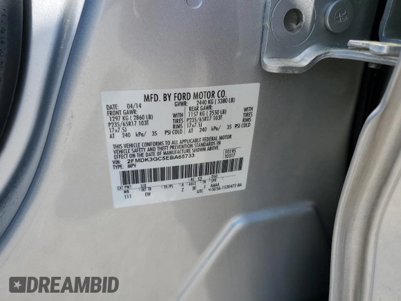 2014 Ford Edge SE с VIN 2FMDK3GC5EBA65733, выставлен на аукционе Copart как лот 52422415 с пробегом 136 996 миль миль и На запчасти • Non repairable. История ставок и продаж доступна на DreamBid. Изображение 15.
