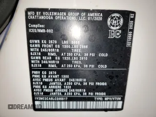 2020 Volkswagen Atlas SEL with VIN 1V2MC2CA5LC205517, listed as a Copart auction lot 53319024 with 38,037 mi miles and . Bid and sale history available at DreamBid. Image 13.