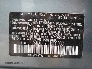 2012 Subaru Forester X Premium with VIN JF2SHADC7CH400060, listed as a Copart auction lot 59398835 with 131,826 mi miles and Salvage title. Bid and sale history available at DreamBid. Image 14.