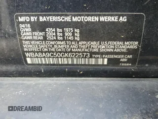 2016 BMW 3 Series 320i z VIN WBA8A9C50GK622573, wystawiony jako Copart lot #60071865 z przebiegiem Nie podano mil oraz Czysty tytuł • Clean title. Historia ofert i sprzedaży dostępna na DreamBid. Obrazek 12.