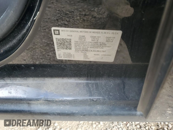 2018 Chevrolet Silverado 1500 LT with VIN 3GCUKRECXJG391707, listed as a Copart auction lot 51452195 with 168,487 mi miles and Salvage Title. Bid and sale history available at carsss.com. Image 12.