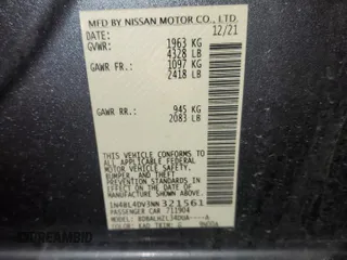 2022 Nissan Altima SV z VIN 1N4BL4DV3NN321561, wystawiony jako Copart lot #87900315 z przebiegiem 116 955 mil mil oraz Szkoda całkowita • Salvage title. Historia ofert i sprzedaży dostępna na DreamBid. Obrazek 15.