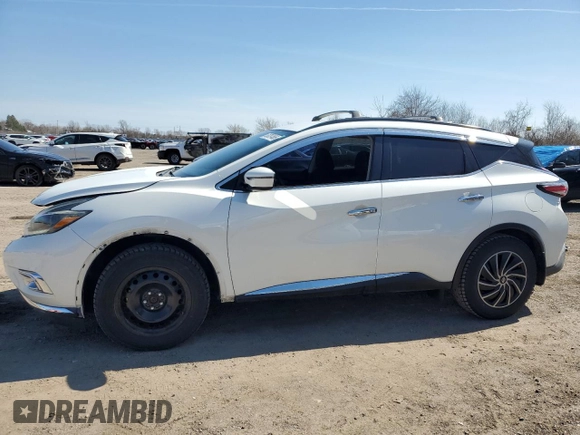2018 Nissan Murano SV z VIN 5N1AZ2MG0JN188192, wystawiony jako Copart lot #53787465 z przebiegiem 63 445 mil mil oraz Czysty tytuł • Clean title. Historia ofert i sprzedaży dostępna na DreamBid. Obrazek 1.