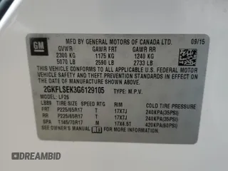 2016 GMC Terrain SLE with VIN 2GKFLSEK3G6129105, listed as a Copart auction lot 47785165 with 86,904 mi miles and Salvage Title. Bid and sale history available at DreamBid. Image 13.