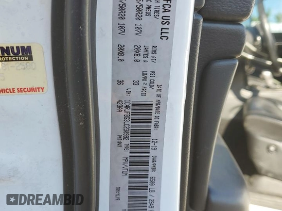 2020 Jeep Grand Cherokee Limited with VIN 1C4RJFBG3LC230992, listed as a Copart auction lot 46891665 with 97,287 mi miles and Salvage title. Bid and sale history available at DreamBid. Image 13.