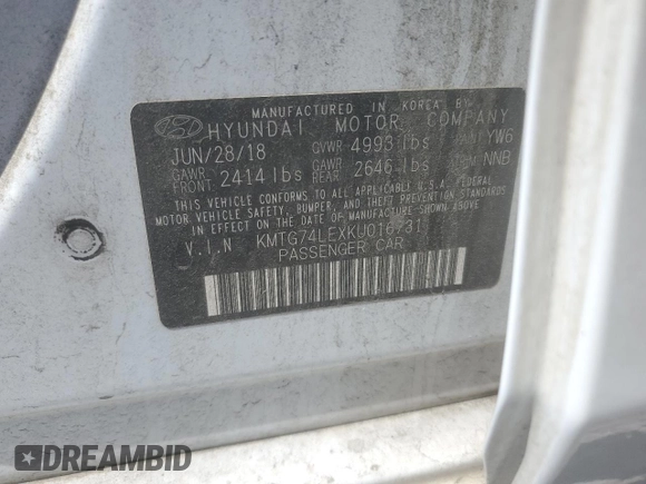 2019 Genesis G70 Advanced with VIN KMTG74LEXKU016731, listed as a Copart auction lot 52879505 with 122,465 mi miles and Salvage title. Bid and sale history available at DreamBid. Image 12.