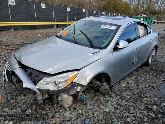 2015 Buick Regal z VIN 2G4GK5EX9F9142658, wystawiony jako Copart lot #53723335 z przebiegiem Nie podano mil oraz Nie do naprawy • Non repairable. Historia ofert i sprzedaży dostępna na DreamBid. Obrazek 1.