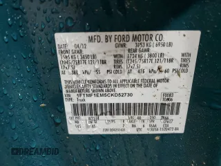 2012 Ford F-150 XL with VIN 1FTMF1EM5CKD52730, listed as a Copart auction lot 57712245 with 167,619 mi miles and Clean title. Bid and sale history available at DreamBid. Image 12.