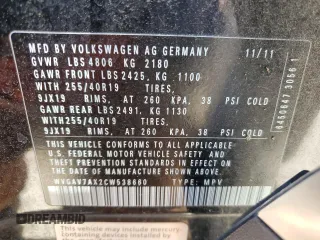 2012 Volkswagen Tiguan SEL with VIN WVGAV7AX2CW538660, listed as a Copart auction lot 52070165 with 111,673 mi miles and Clean Title. Bid and sale history available at DreamBid. Image 13.