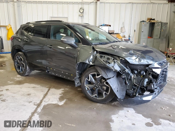 2019 Chevrolet Blazer RS with VIN 3GNKBJRS1KS662752, listed as a Copart auction lot 53801715 with 32,239 mi miles and Salvage Title. Bid and sale history available at DreamBid. Image 4.